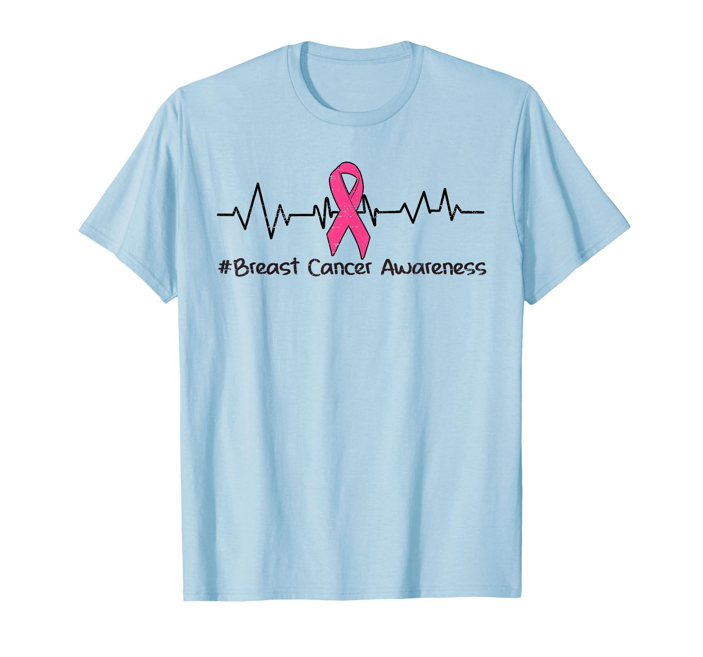 Breast Cancer Awareness Heartbeat Pink Ribbon Women Girl Kid T-Shirt