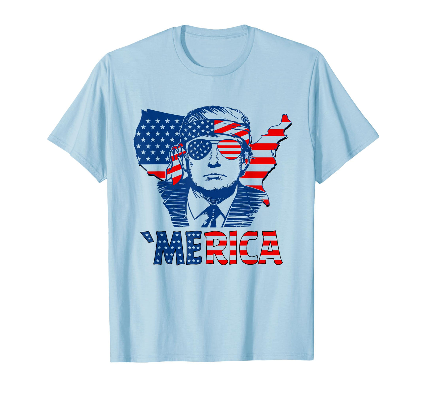 'MERICA TRUMP Happy 4th Of July Trump Patriot American Flag T-Shirt