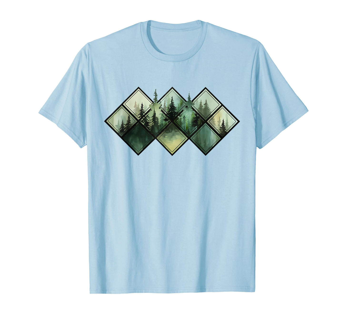 Trees Nature Mountains Wildlife Windows Watercolor Forest T-Shirt