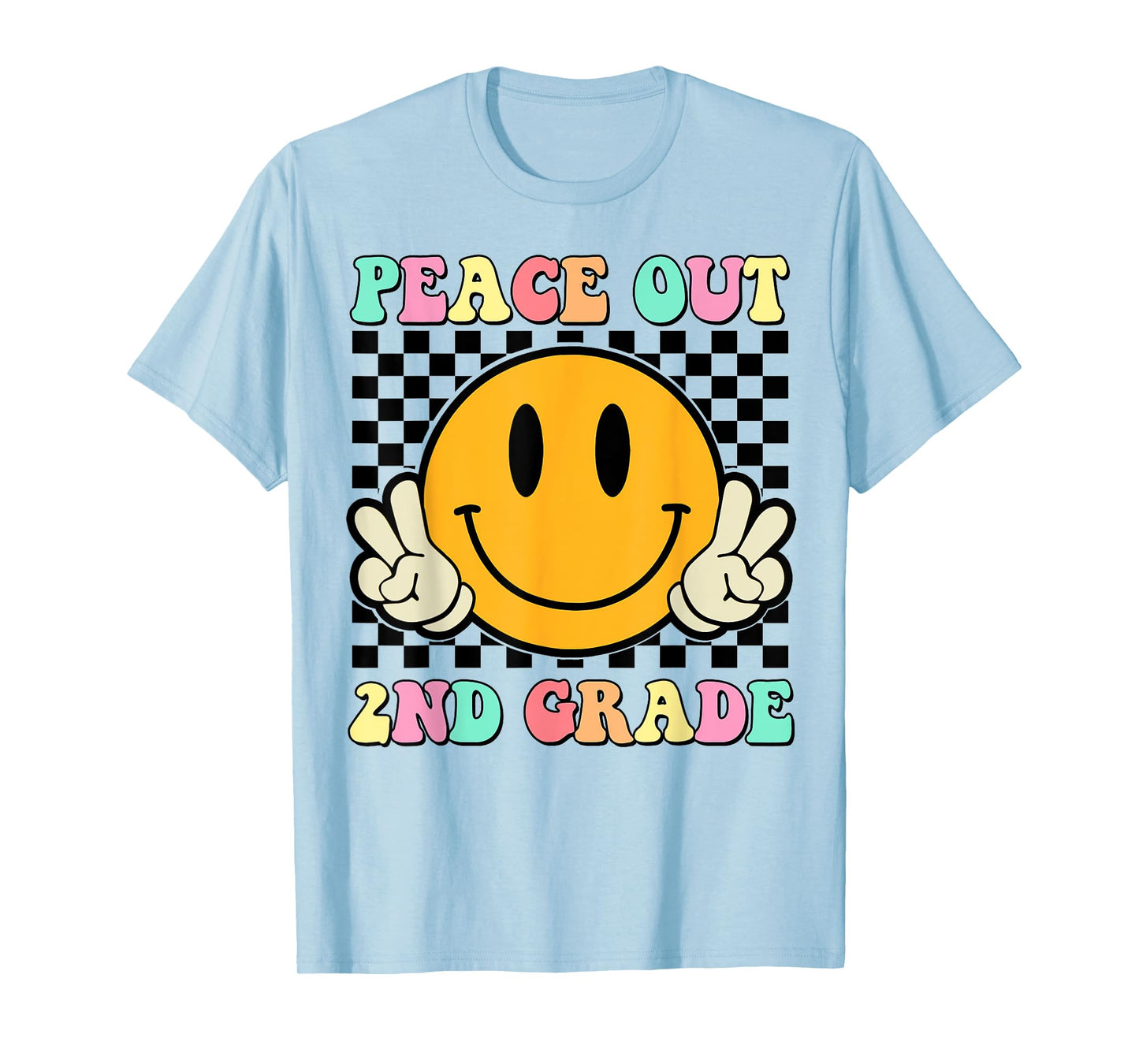 Peace Out 2nd Grade Teacher Retro Smile Last Day Of School T-Shirt for Men Women Girls Kids