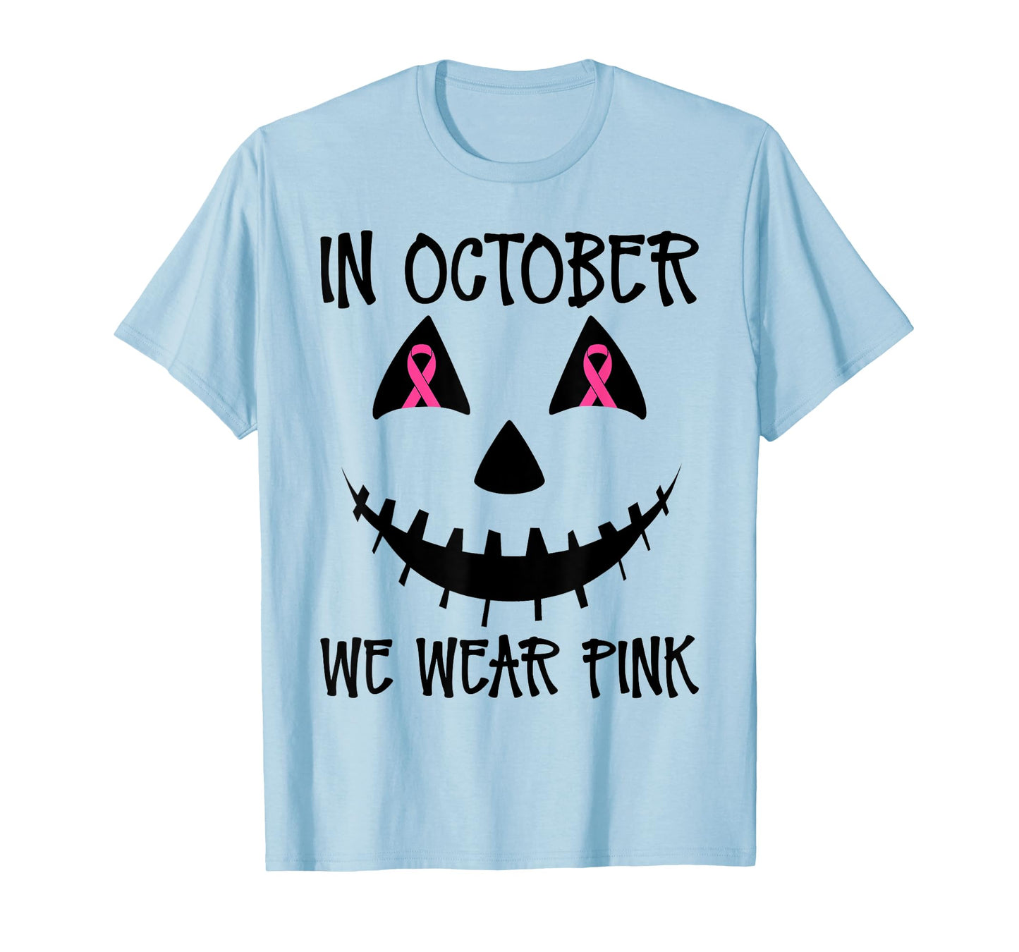 In October We Wear Pink Jackolantern Halloween Breast Cancer T-Shirt
