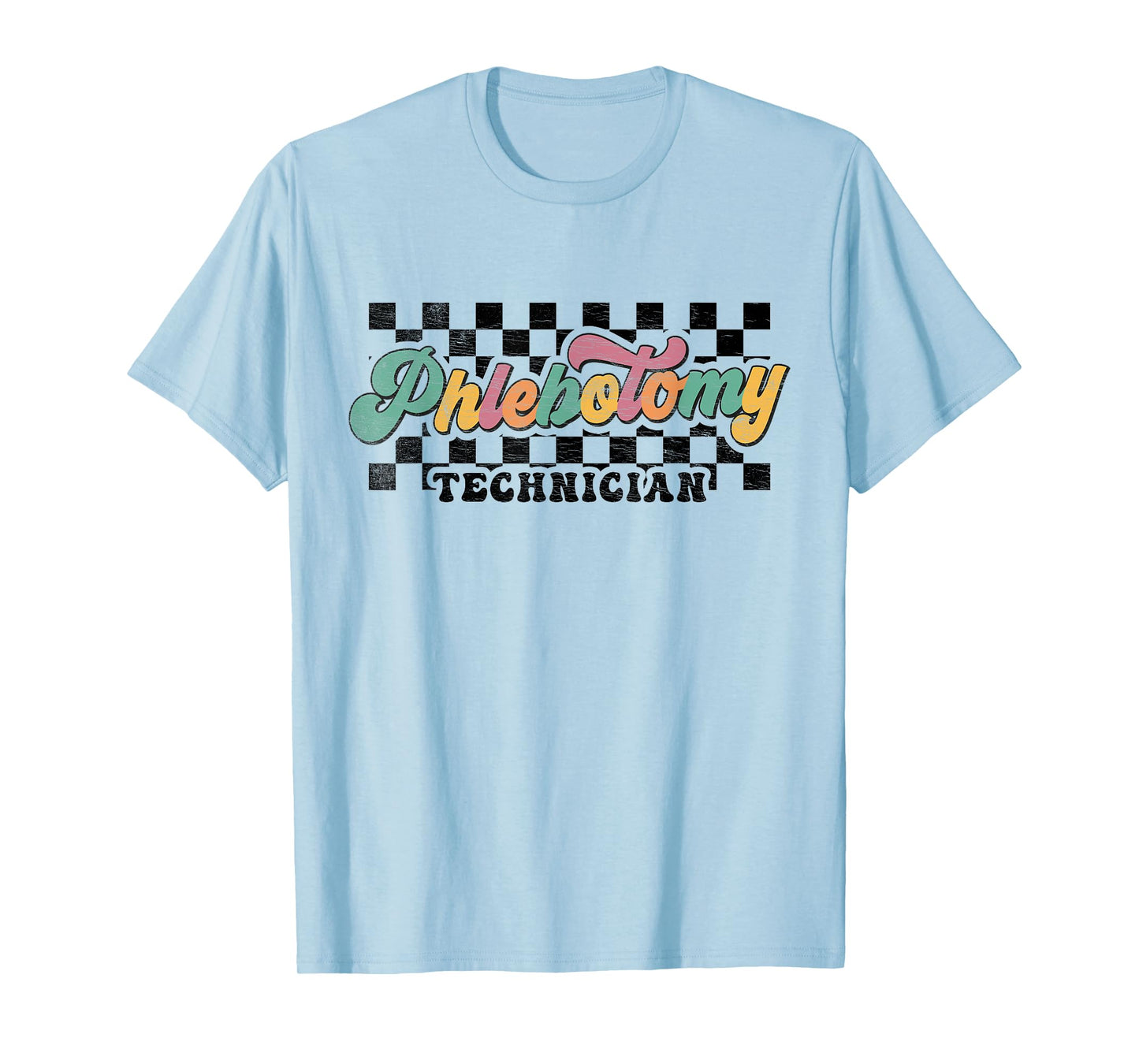 Retro Checkered Phlebotomy Technician Phlebotomist Squad T-Shirt