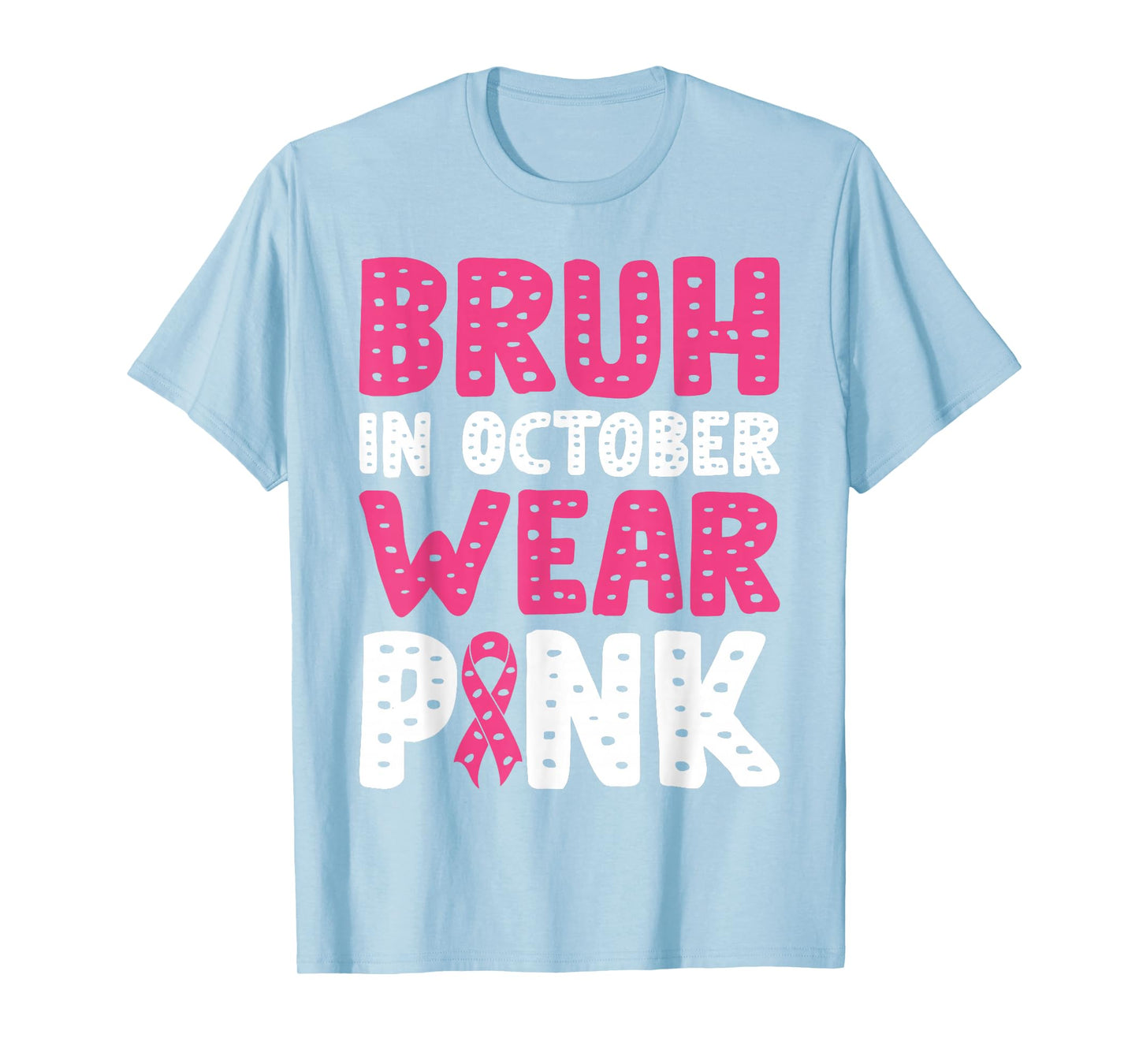 Breast Cancer Shirts for Kids Boys Bruh In October Wear Pink T-Shirt