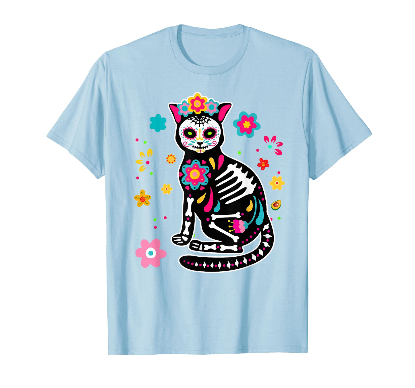 Dia de Los Muertos Cat Shirt Mexican Sugar Skull Day of Dead T-Shirt for Men Women Kids