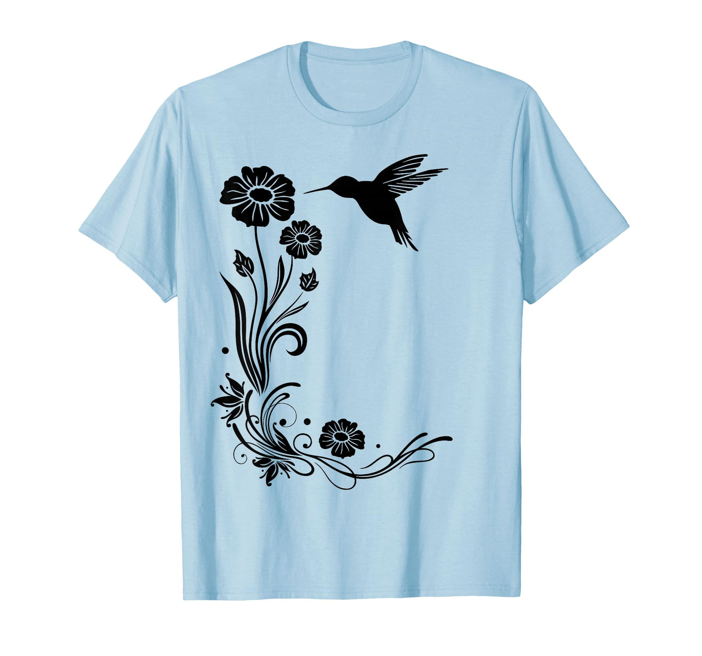 Summer Shirt. Hummingbird with flowers Colibri. T-Shirt