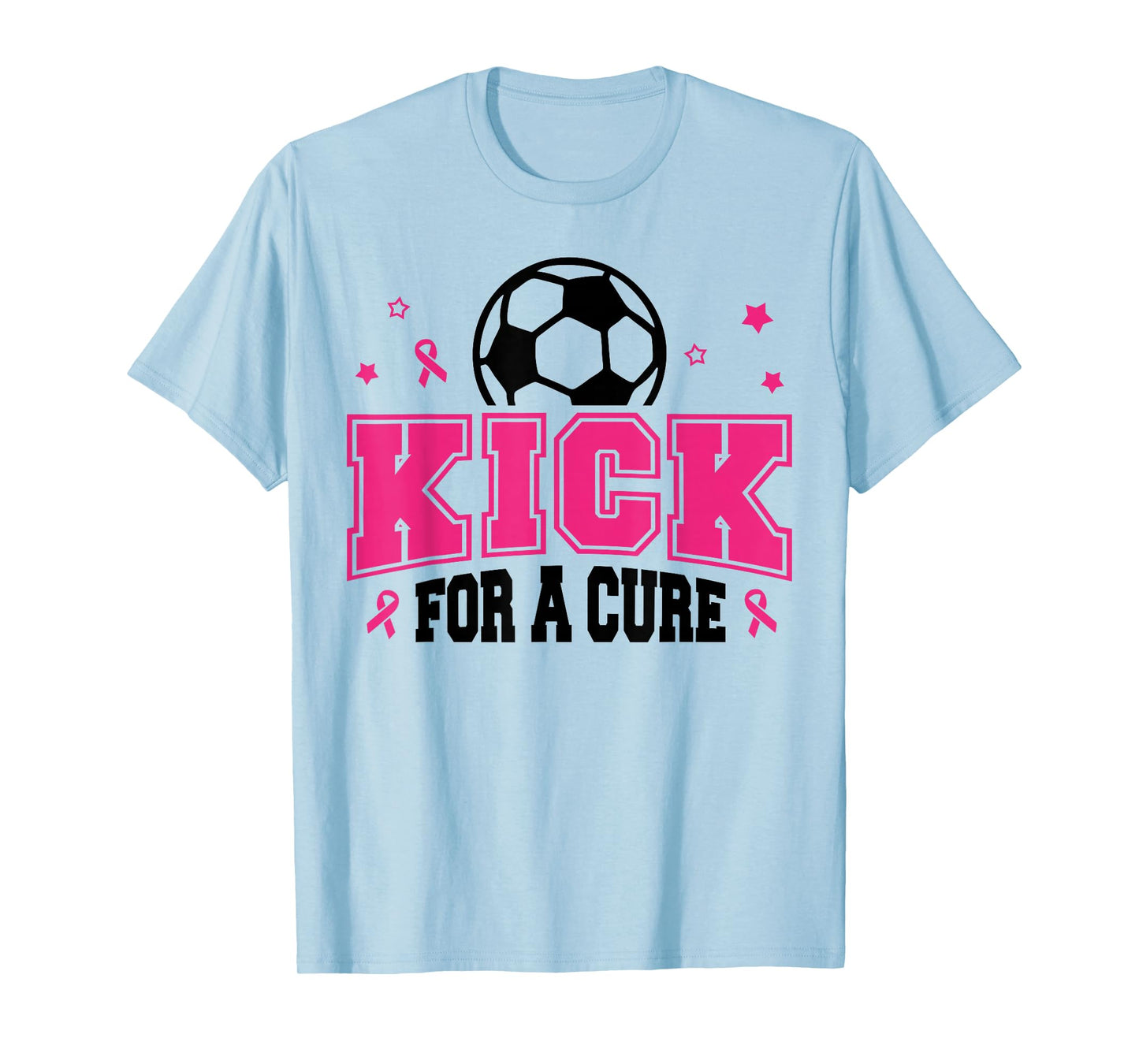 Kick for a Cure Soccer Breast Cancer Awareness Pink Ribbon T-Shirt