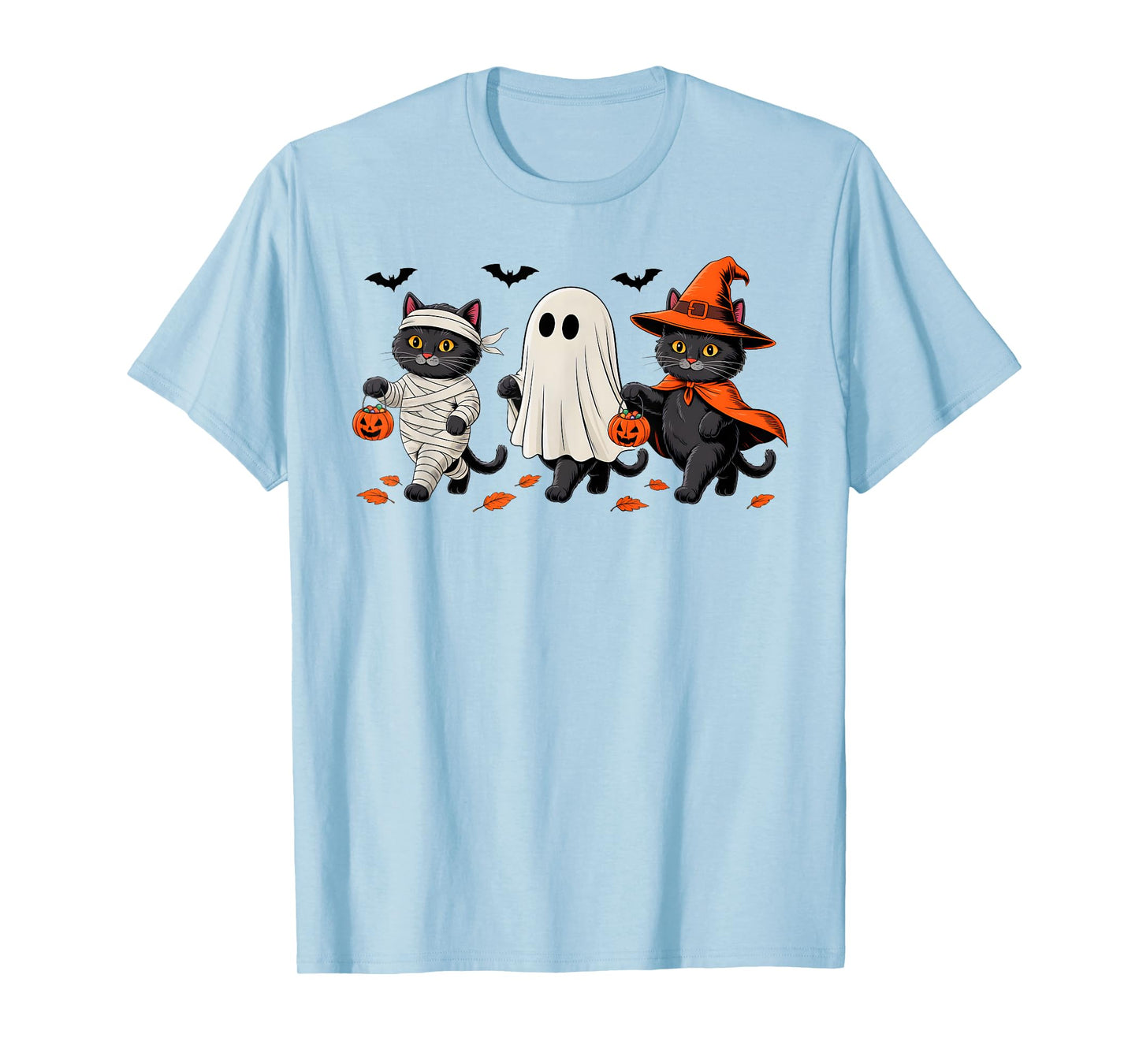 Cute Black Cat Spooky Ghost Witch Mummy Halloween Costume T-Shirt