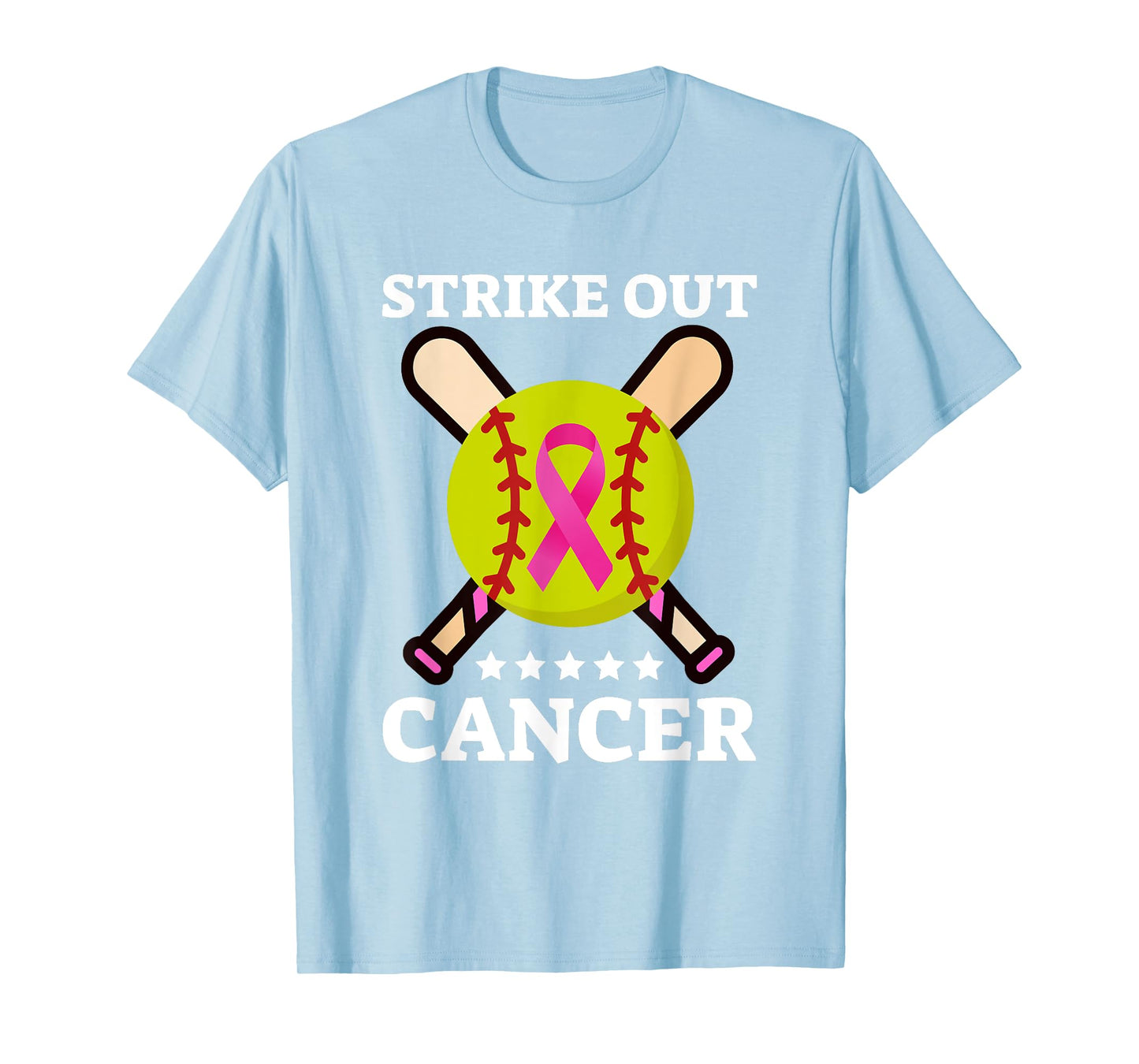 Strike Out Breast Cancer Awareness Day Pink Ribbon Softball T-Shirt