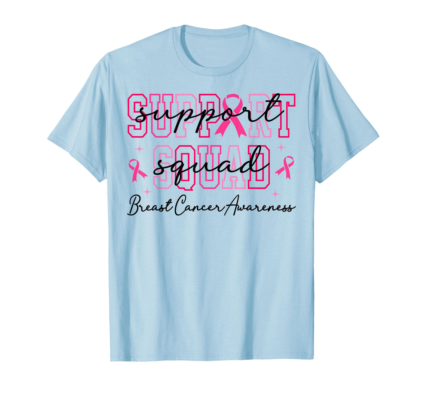 Support Squad Pink Breast Cancer Awareness Ribbon T-Shirt