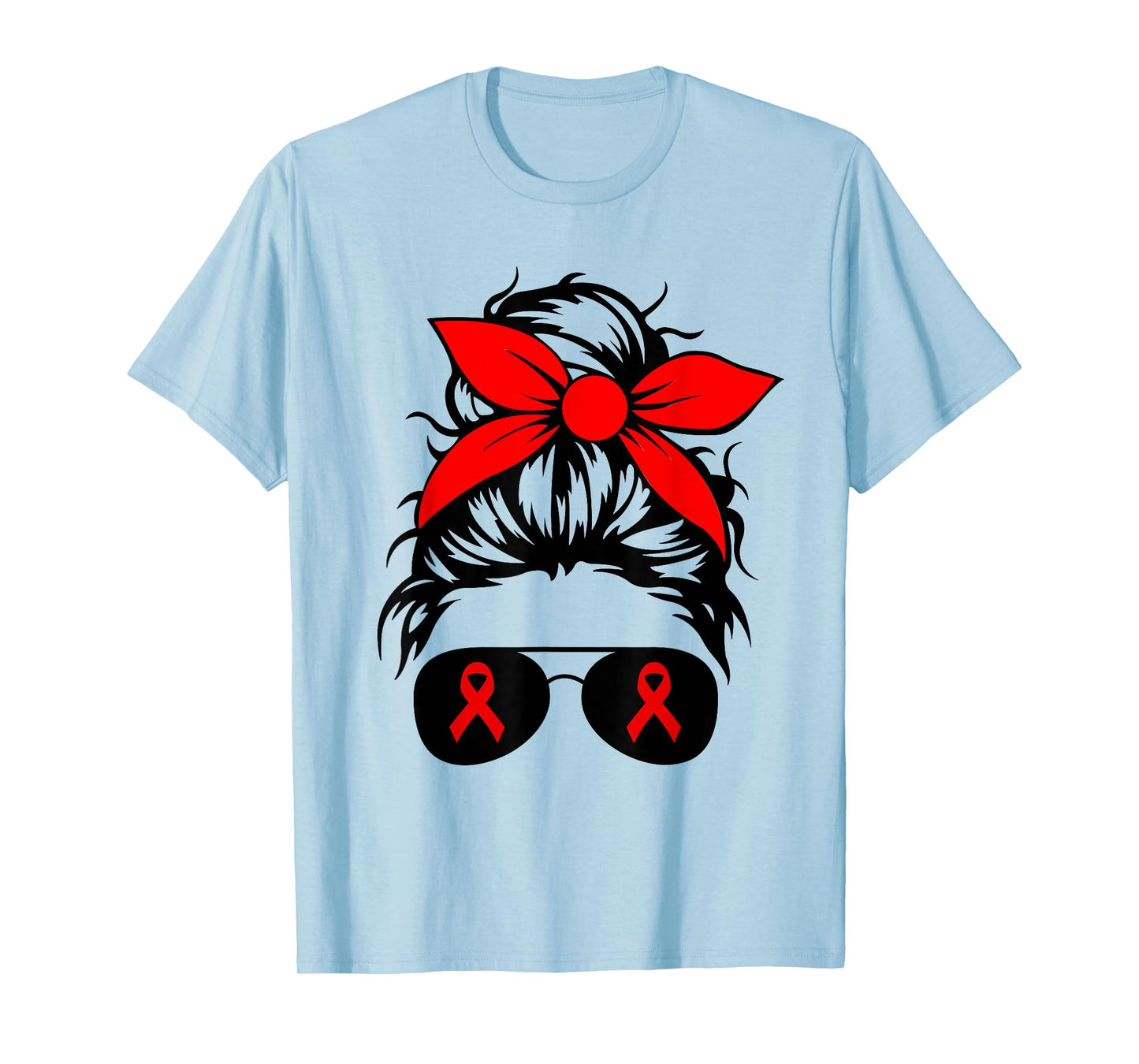 We Wear Red For Red Ribbon Week Awareness Messy Bun Gifts T-Shirt