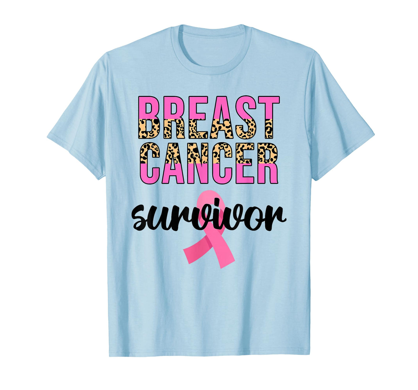 Breast Cancer Survivor Women Leopard Breast Cancer Awareness T-Shirt