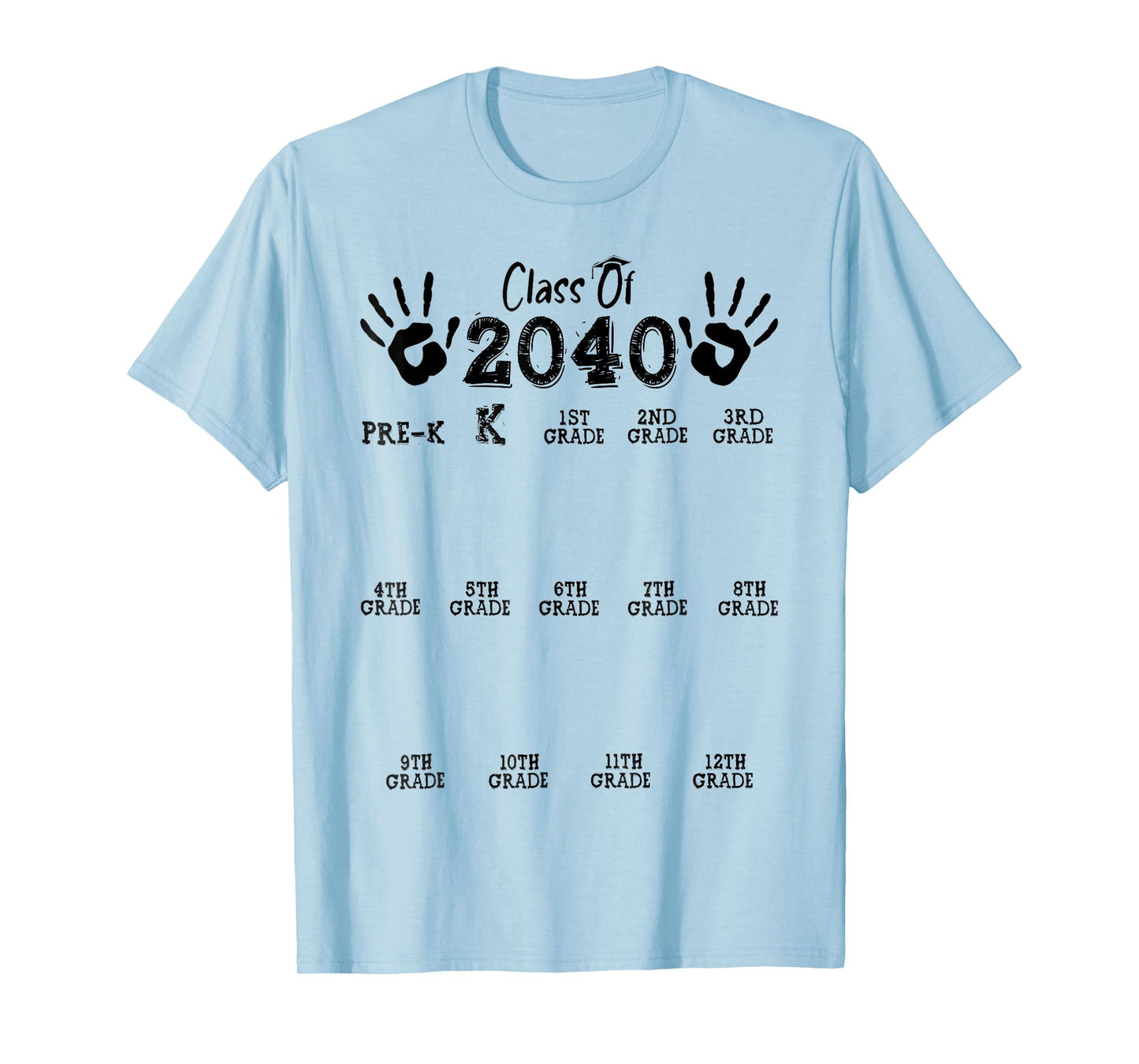 Class of 2040 Grow With Me Shirt Handprint Pre-K 12th Grade T-Shirt