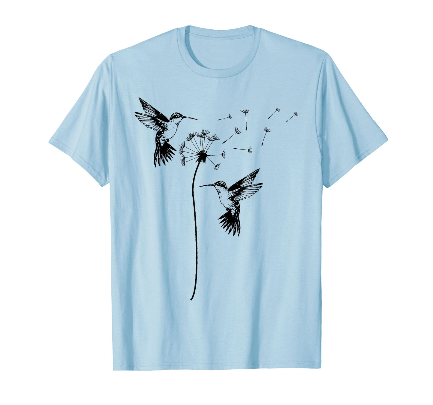 Cute Dandelion Hummingbird Graphic For Nature Lovers Women T-Shirt