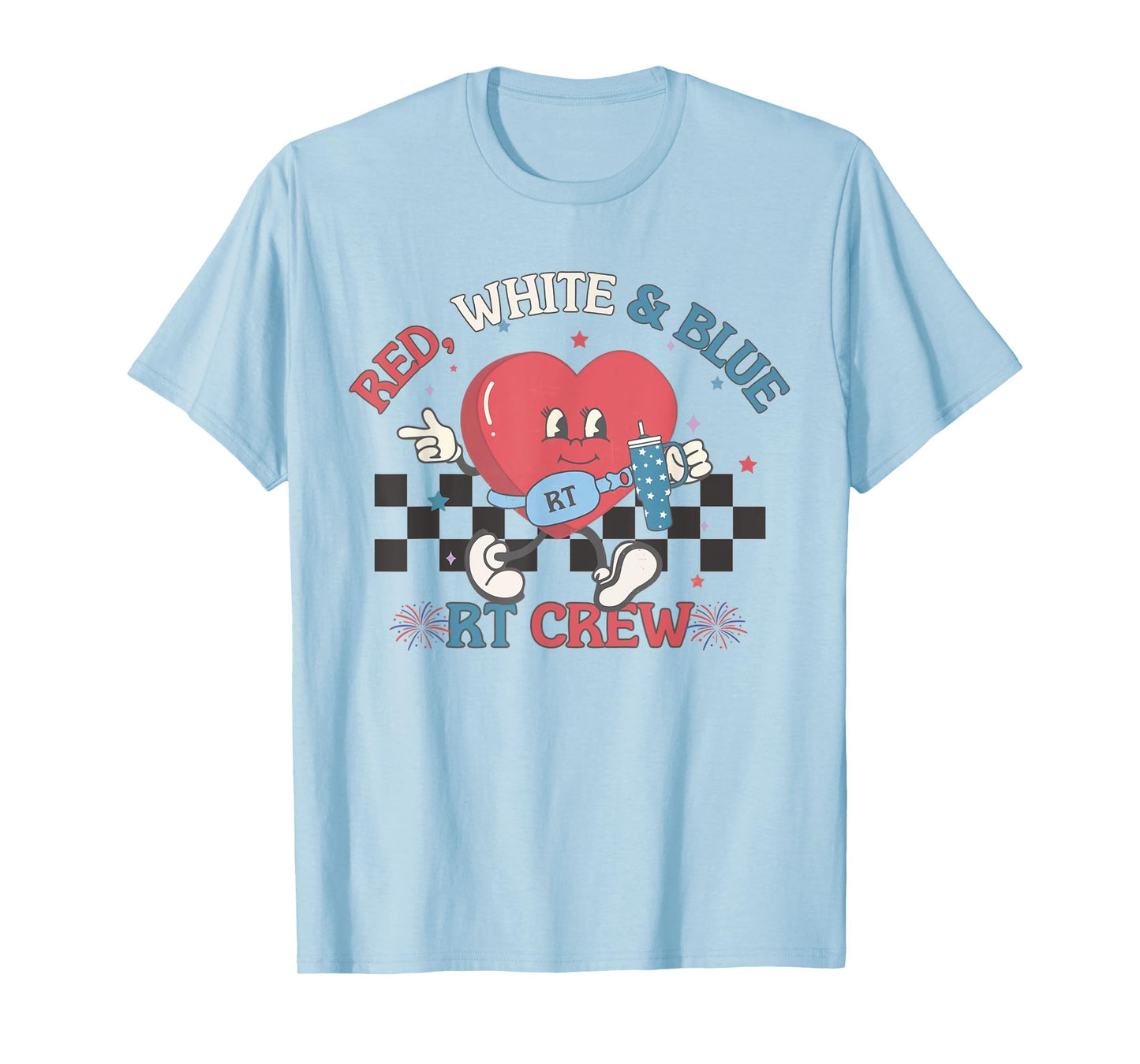Red White Blue RT Crew Respiratory Therapist 4th of July T-Shirt