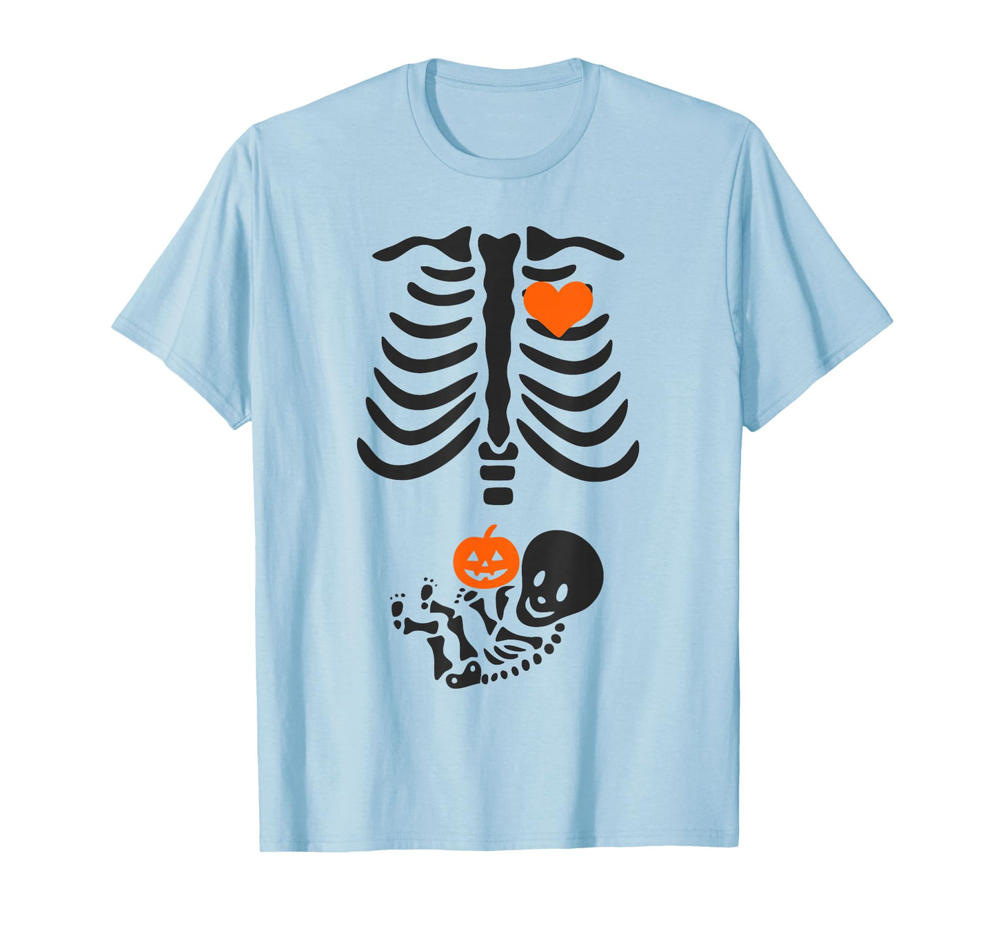 Halloween Skeleton Baby Rib Cage Pregnant Pumpkin New Mom T-Shirt