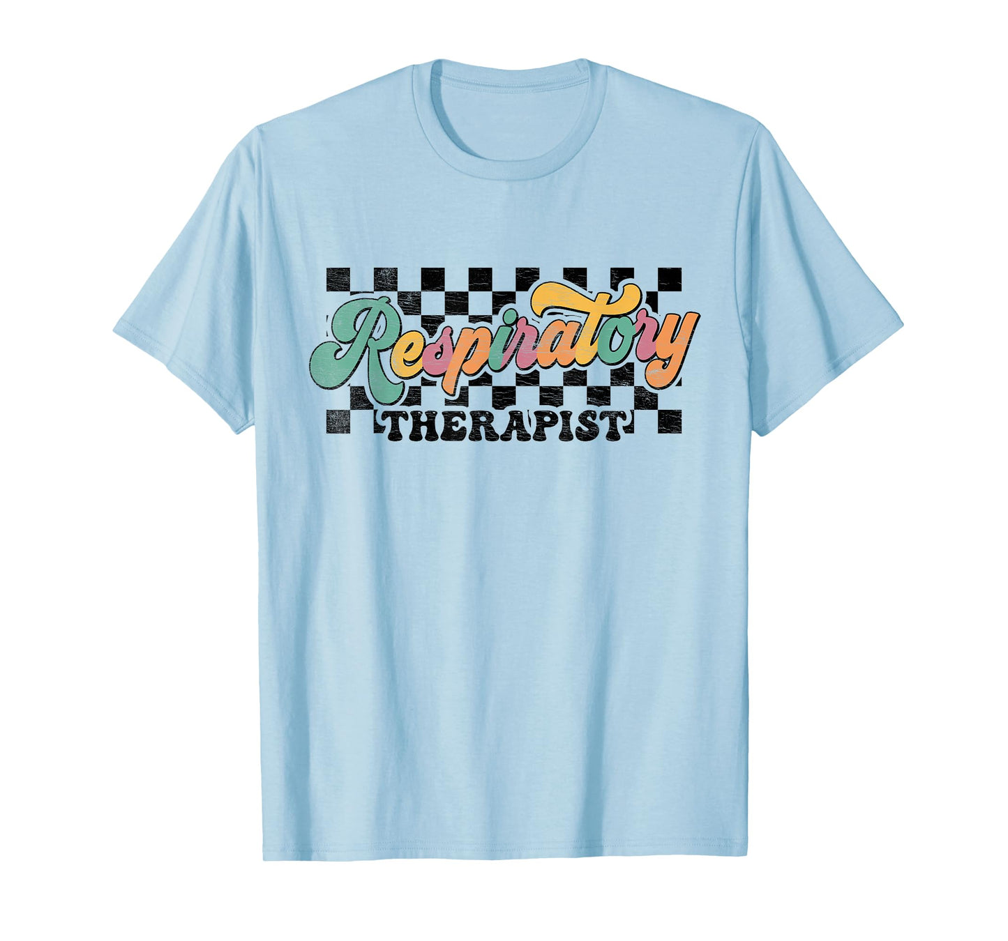 Nurse Appreciation Nursing Team Staff Crew Squad Respiratory Therapist Week Women Retro Checkered Vintage T-Shirt, Small, White