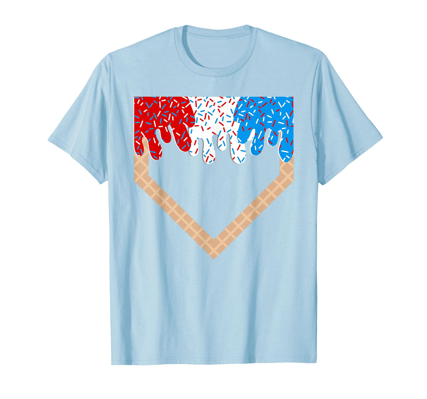Red White and Blue Baseball Drip Ice Cream Sprinkles Boys T-Shirt