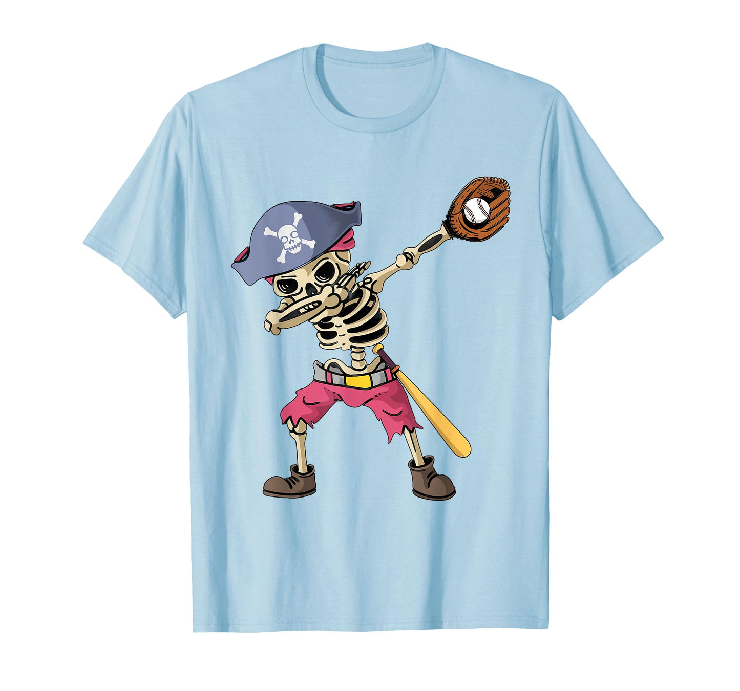 Dabbing Skeleton Baseball Softball Pirate Dab T-Shirt