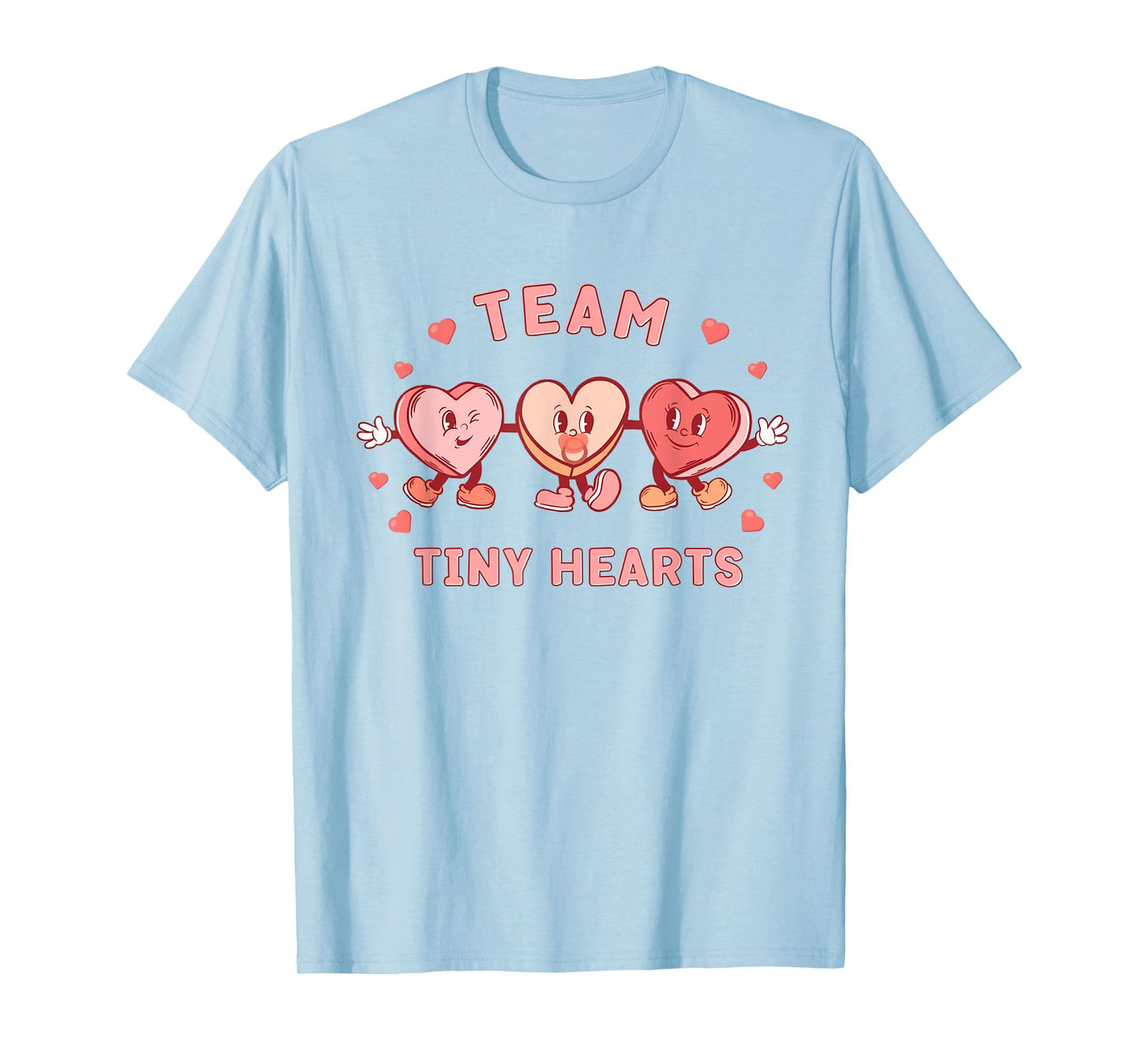 Retro Team Tiny Hearts Nurse Valentines Peds Cardiac Nurse T-Shirt