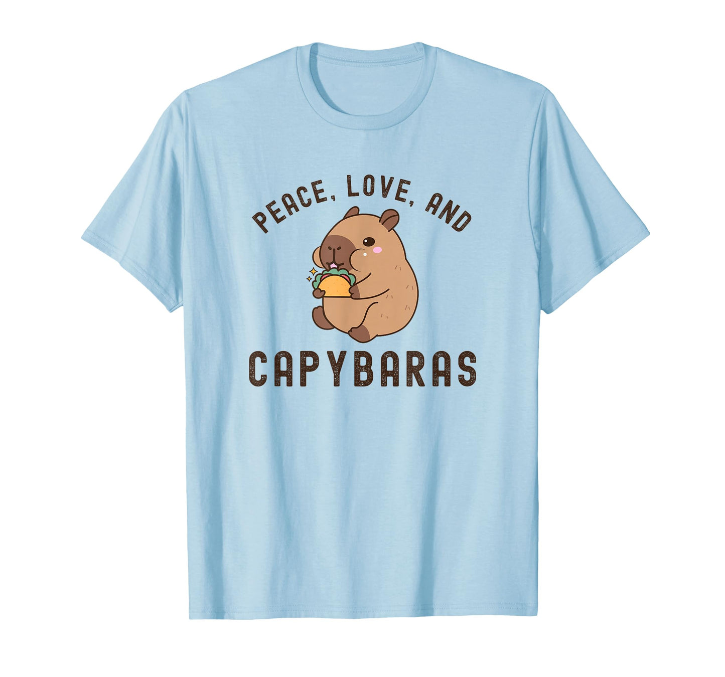 Peace Love and Capybaras Cute Animal Eating Tacos Funny T-Shirt