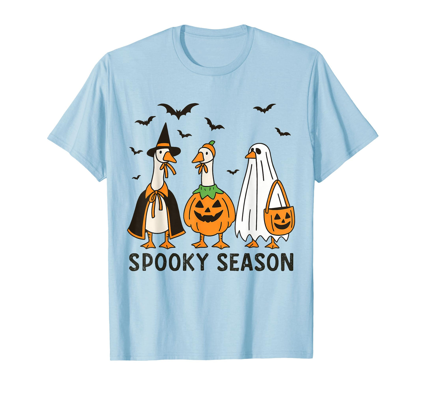Funny Halloween Goose Outfit Lawn Porch Spooky Ghost Geese T-Shirt