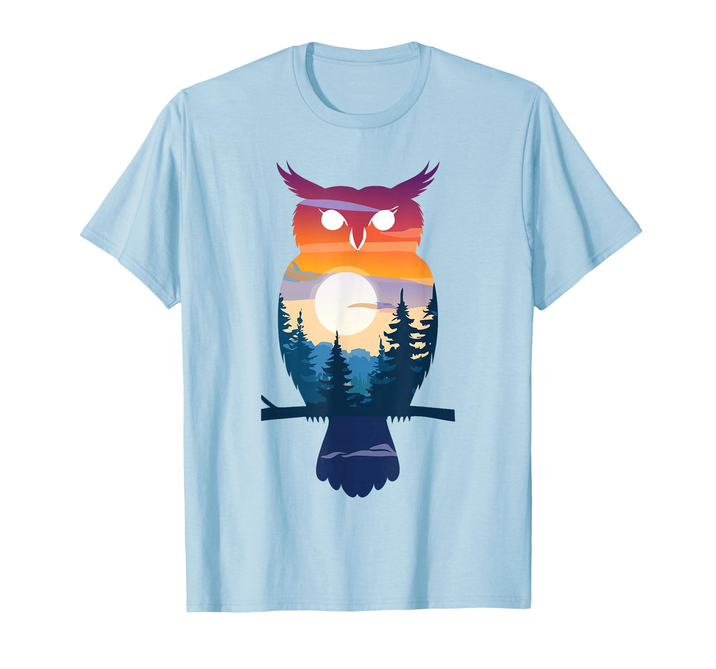 Cool Owl Watercolor Silhouette Forest Mens Womens Owl T-Shirt