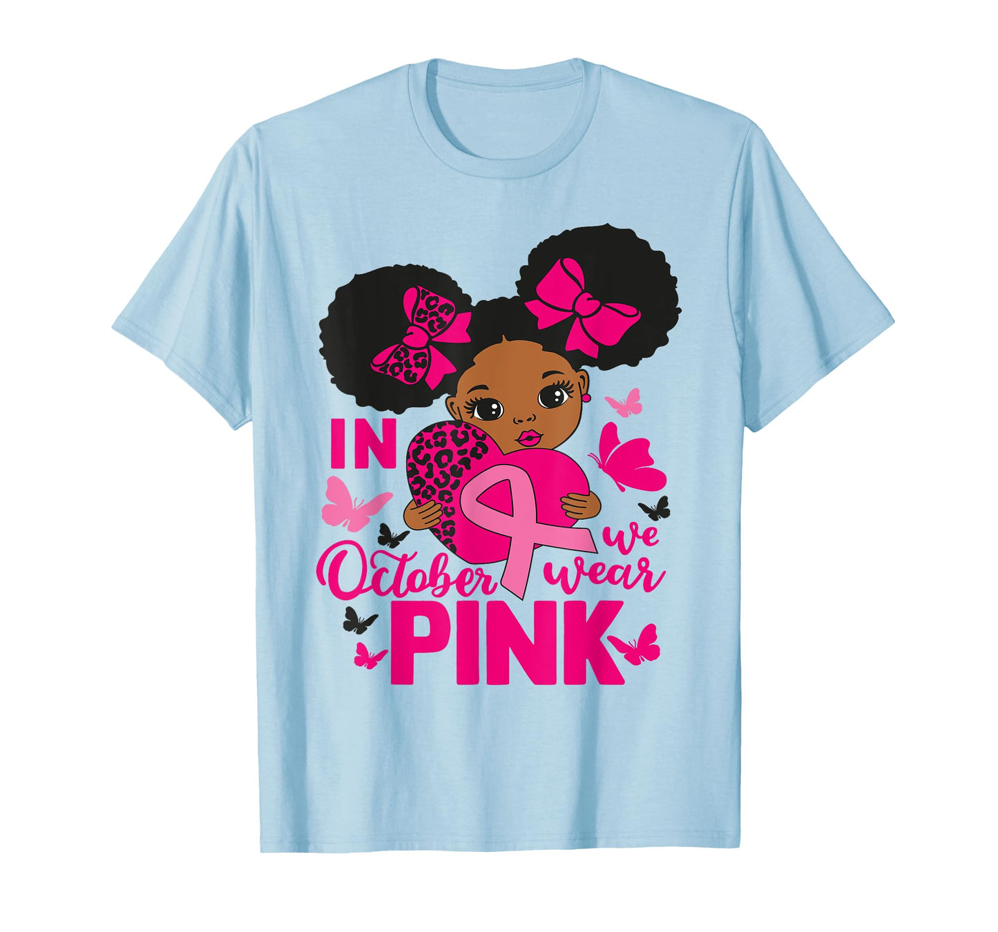 In October We Wear Pink Black Woman Breast Cancer Awareness T-Shirt