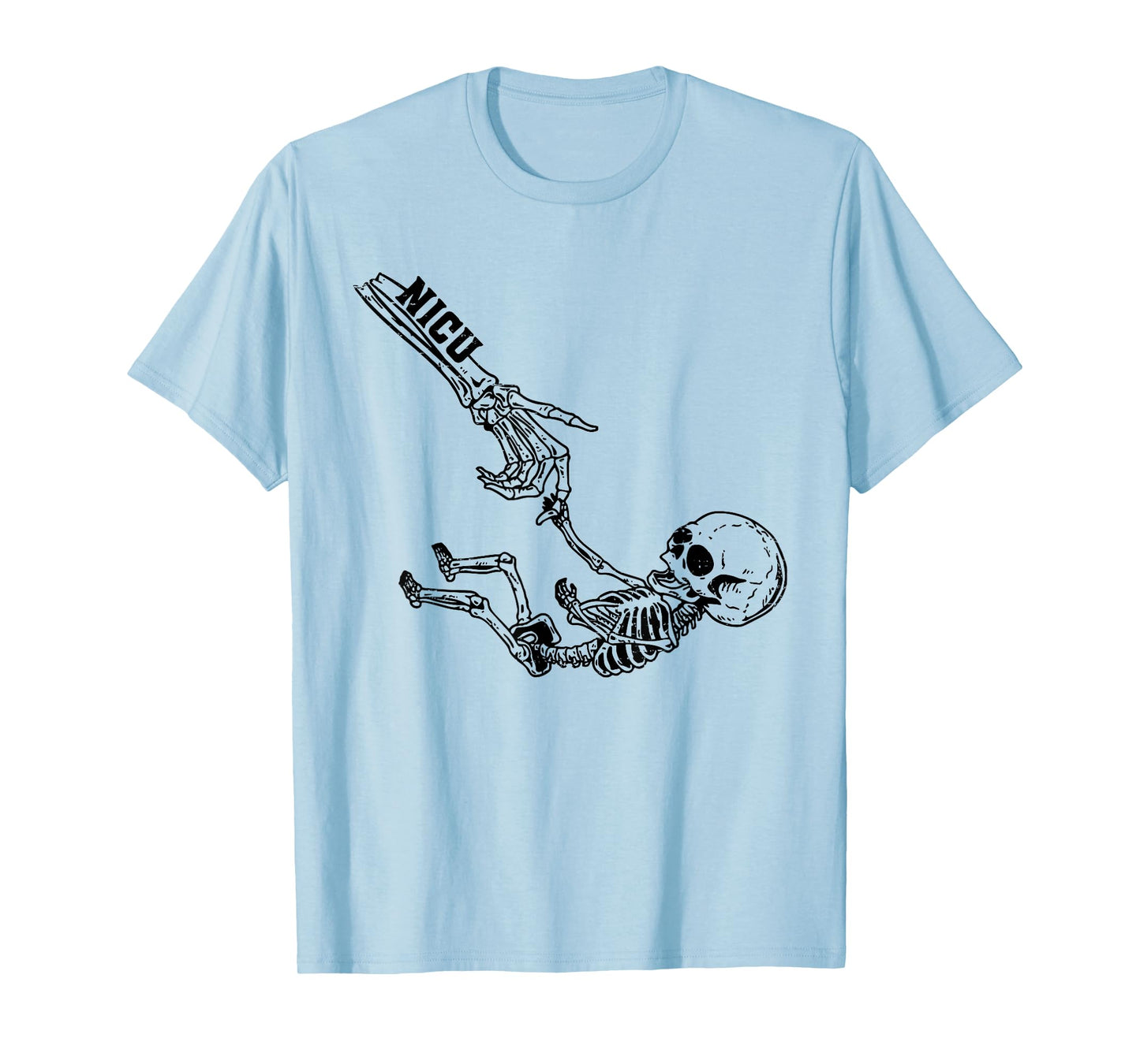 Retro NICU Skeletons Holding Hands Funny Halloween Nurse T-Shirt