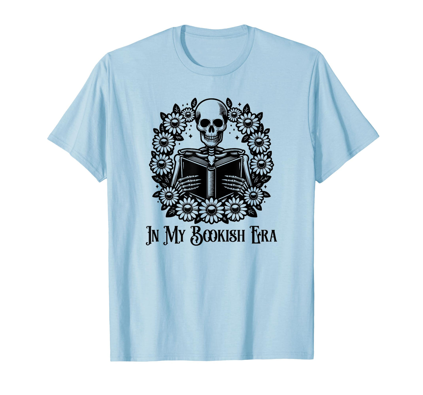 in My Bookish Era Goth and Gothic Skeleton Reading Books T-Shirt