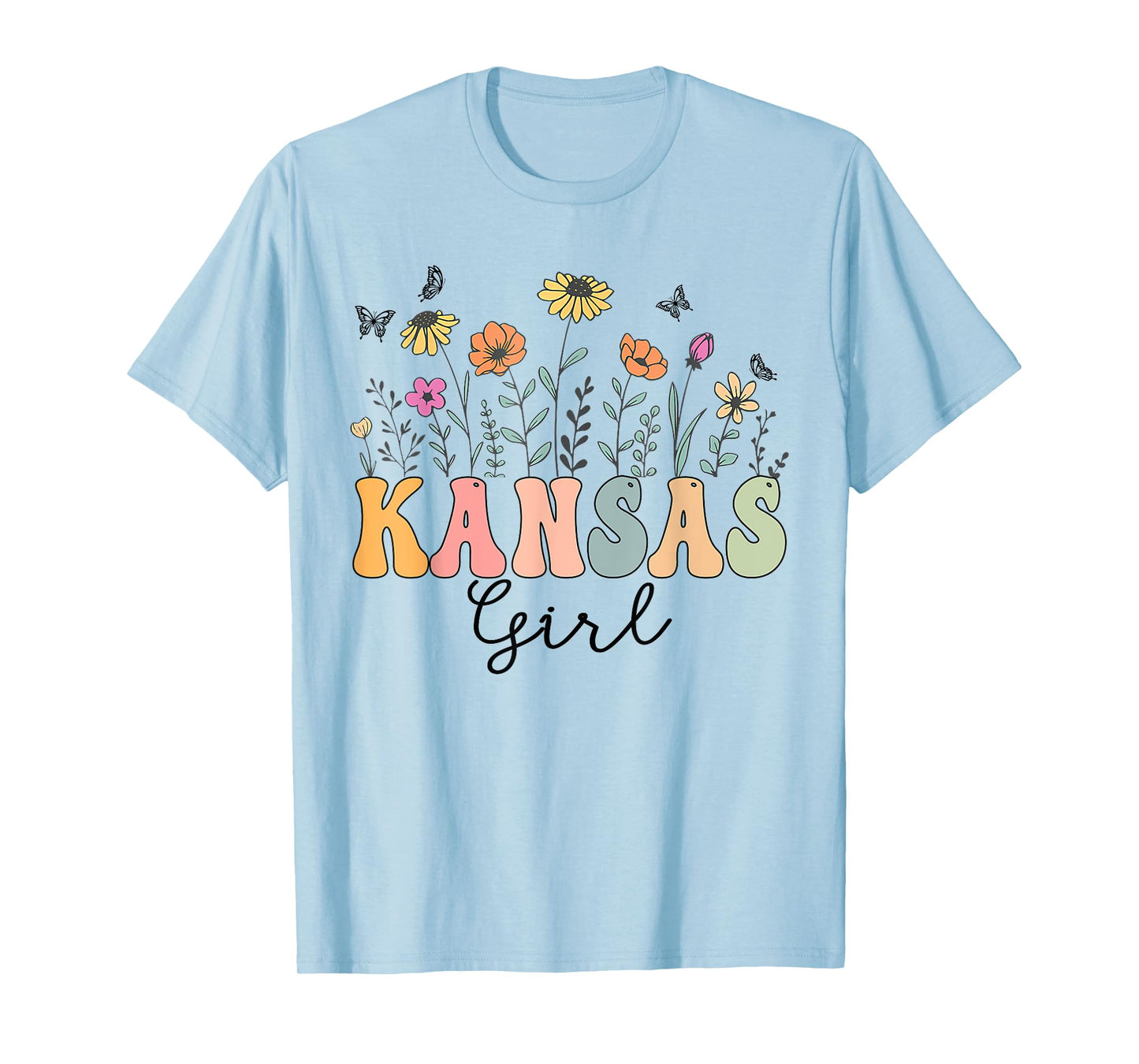 Kansas Girl Wildflower Groovy Kansas Lover T-Shirt