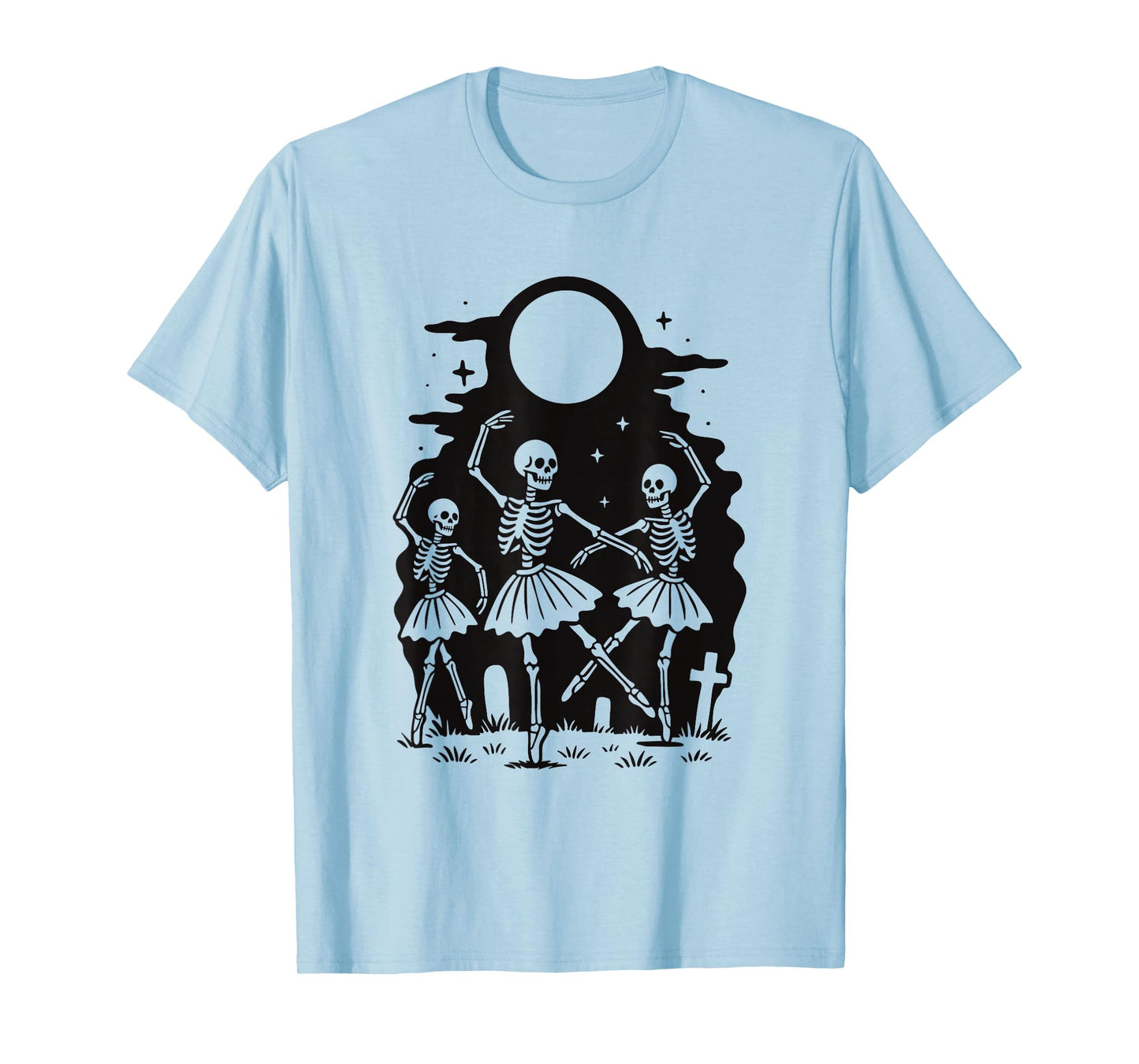 Moonlit Skeleton Ballerinas Gothic Dance Design T-Shirt