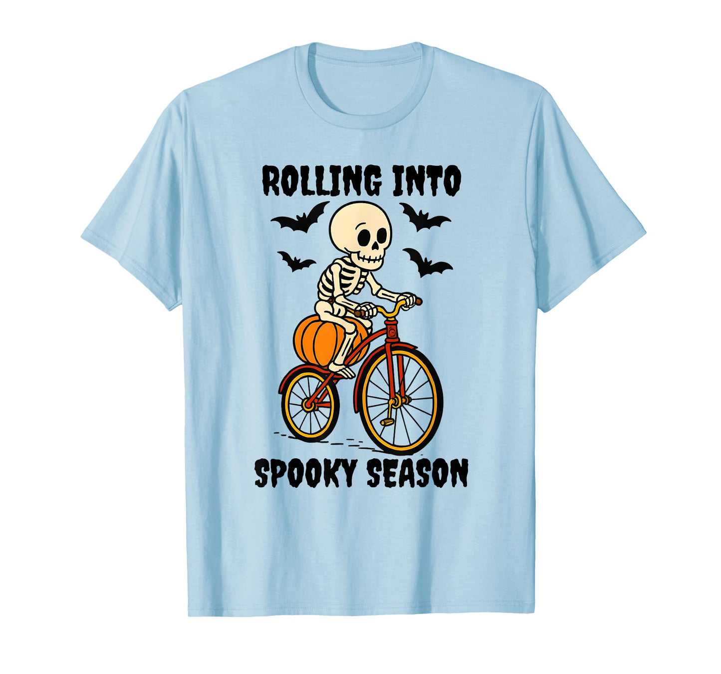 Skeleton On Bike Men Kids Women Cute Halloween T-Shirt