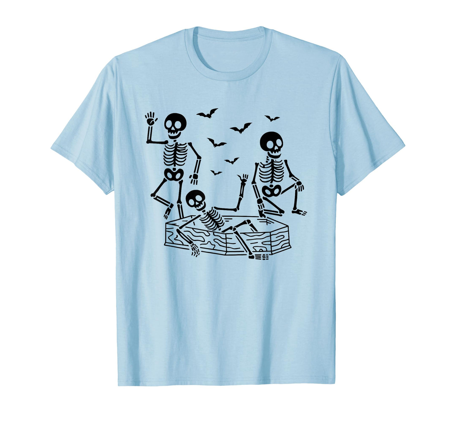 Dancing Skeletons Halloween Party Coffin Bats Funny Spooky T-Shirt