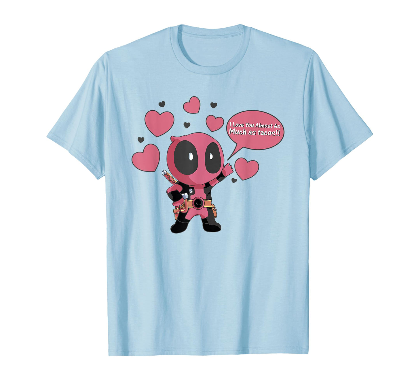 Marvel Deadpool Chibi Taco Love Valentine's Graphic T-Shirt T-Shirt