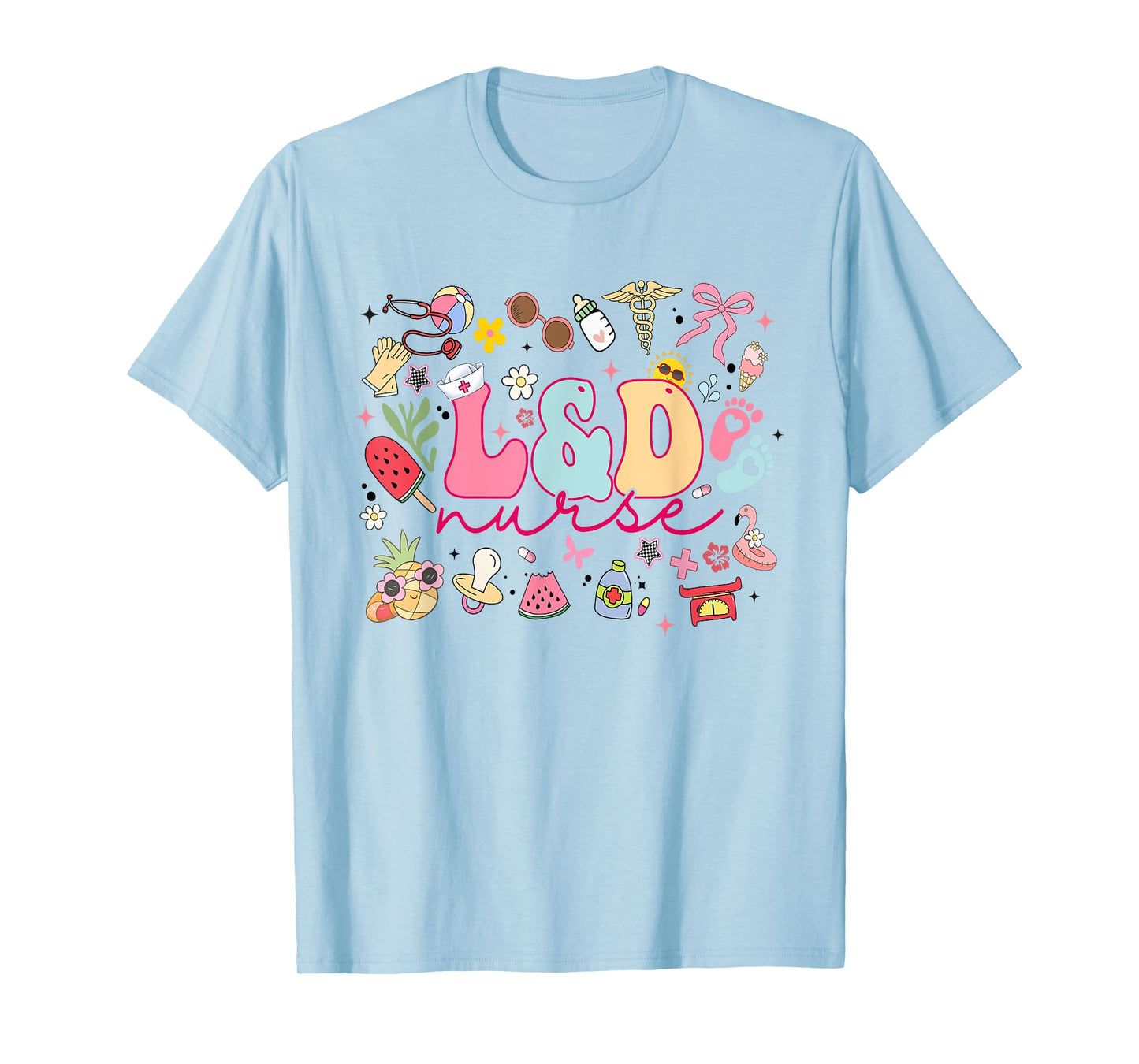 Retro Labor and Delivery Nurse Work Summer Delivery Unit RN T-Shirt