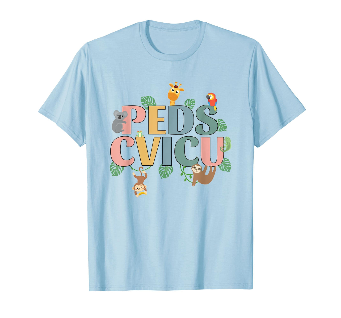 Pediatric Cardiac ICU Nurse Safari Animals PEDS CVICU Nurse T-Shirt