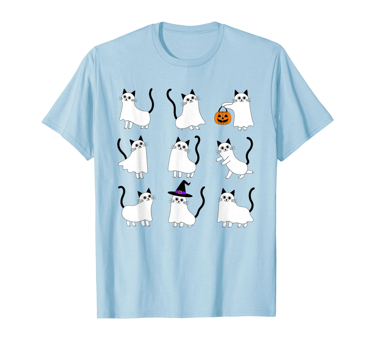 Cute Ghost Cat Funny Halloween Outfit Costumes Black Cat T-Shirt
