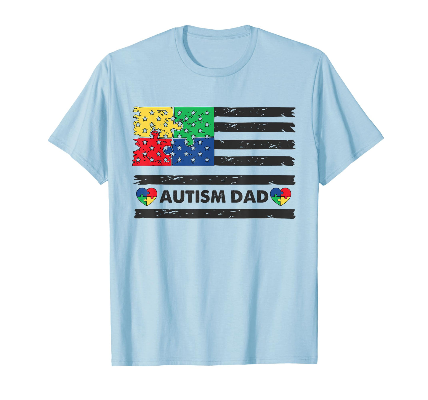 Autism Dad American Flag USA T-Shirt