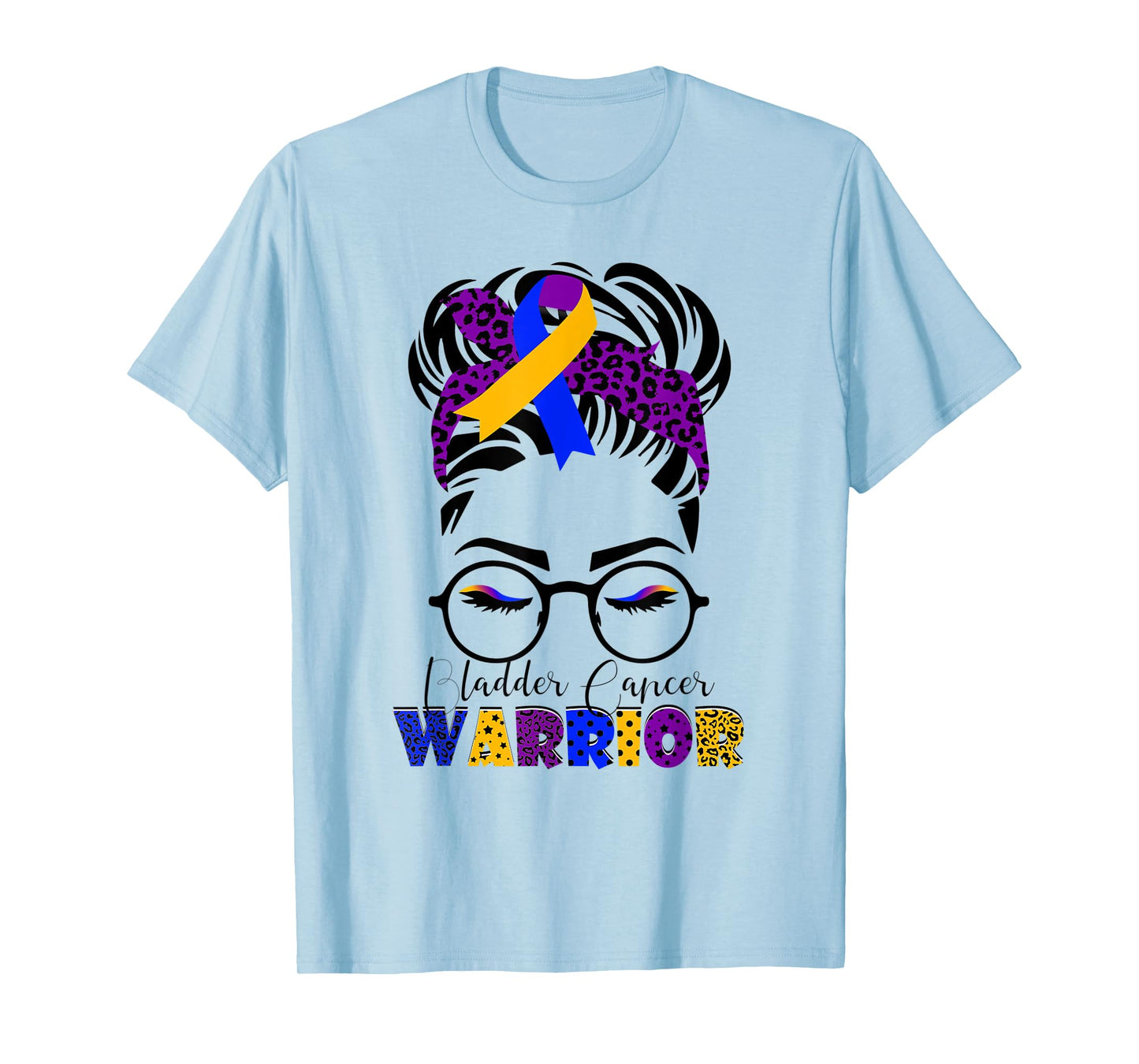 Messy Bun Leopard Bandana Bladder Cancer Warrior Mothers Day T-Shirt