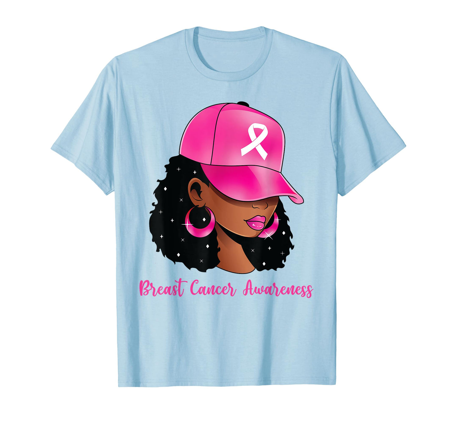 Black Women Pink Breast Cancer Awareness Warrior Women Girls T-Shirt