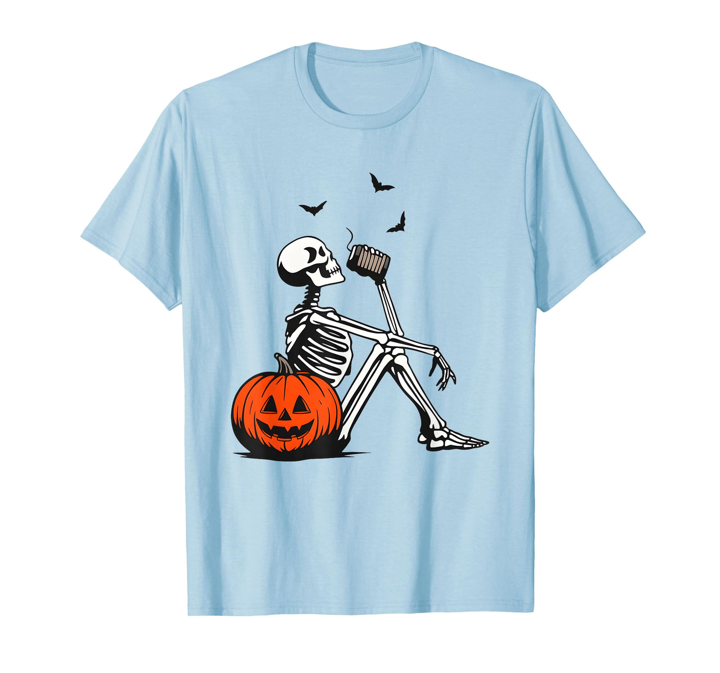 Cute Skeleton Drink Coffee Halloween Vintage T-Shirt