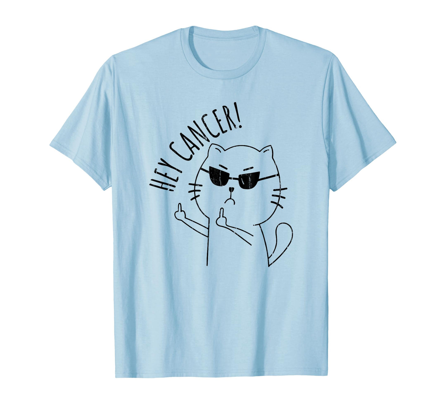 Hey Cancer F U, Funny Cat Middle Finger, Fuck Cancer T-Shirt