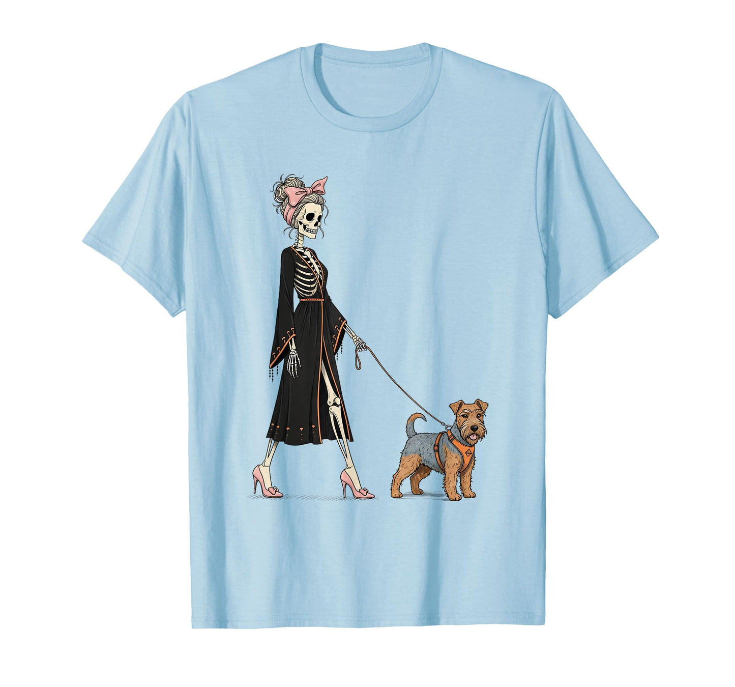 Skeleton Glen of Imaal Terrier Dog Walking Halloween Women T-Shirt