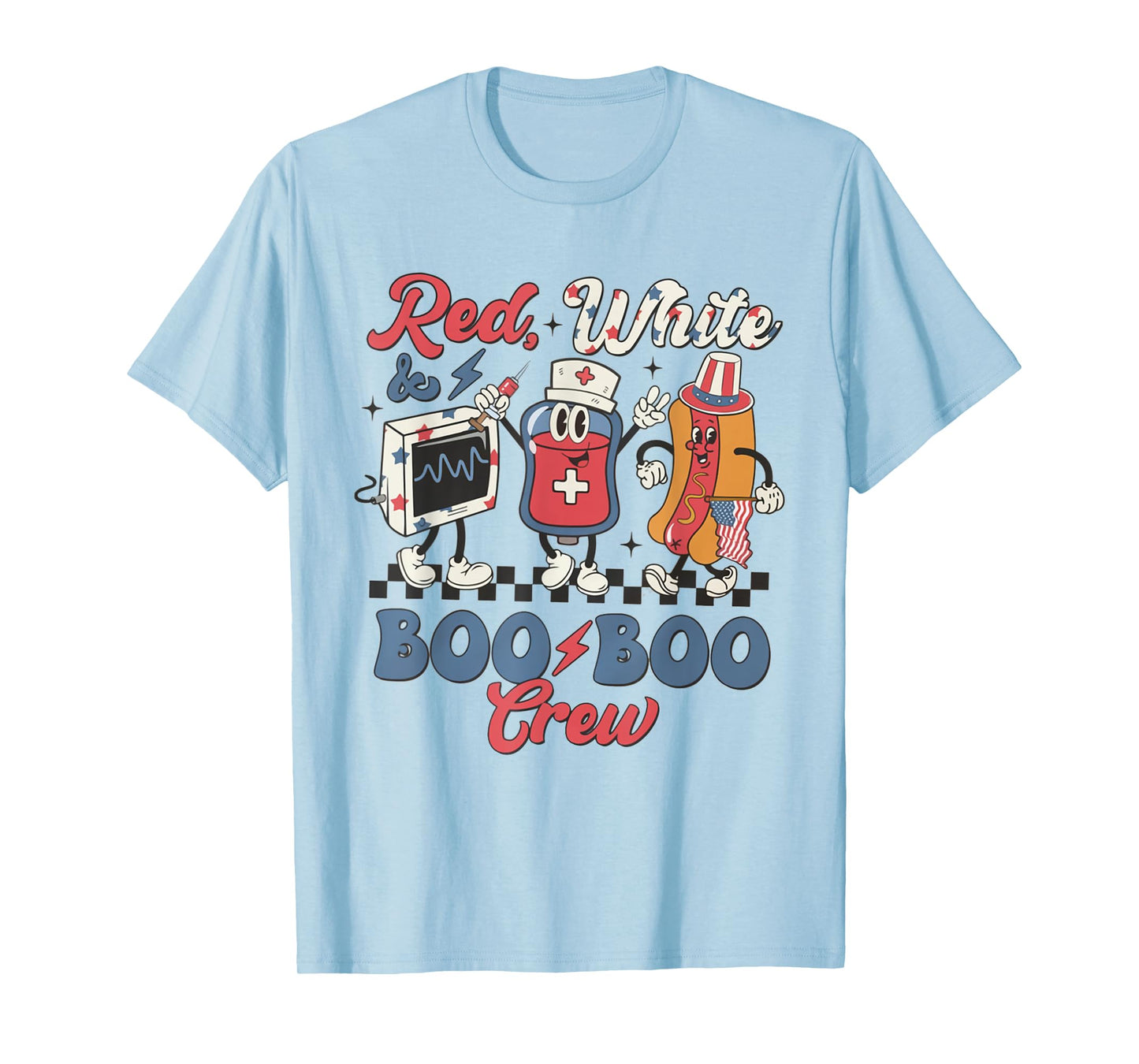 Retro Red White Boo Boo Crew 4th of July ER Emergency Room T-Shirt for Women Men