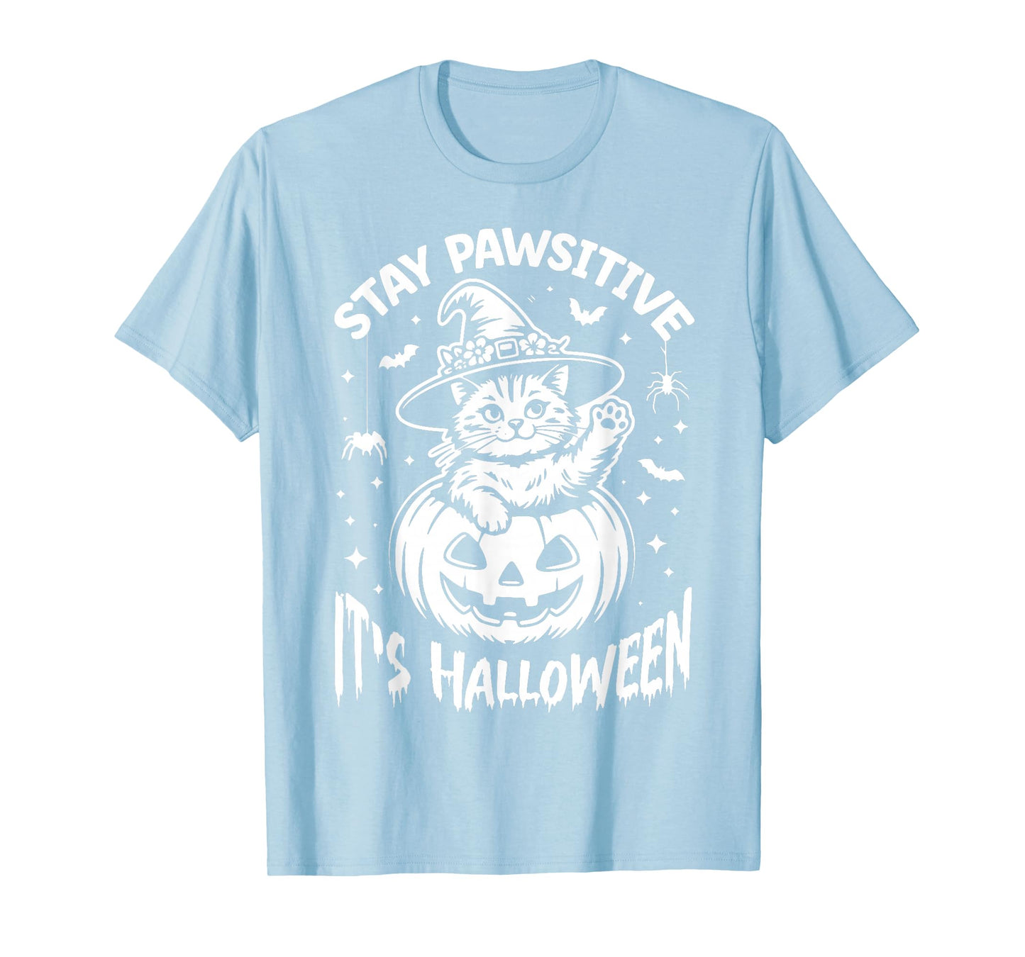 Stay Pawsitive, it’s Halloween Cute Black Cat Witch Pumpkin T-Shirt