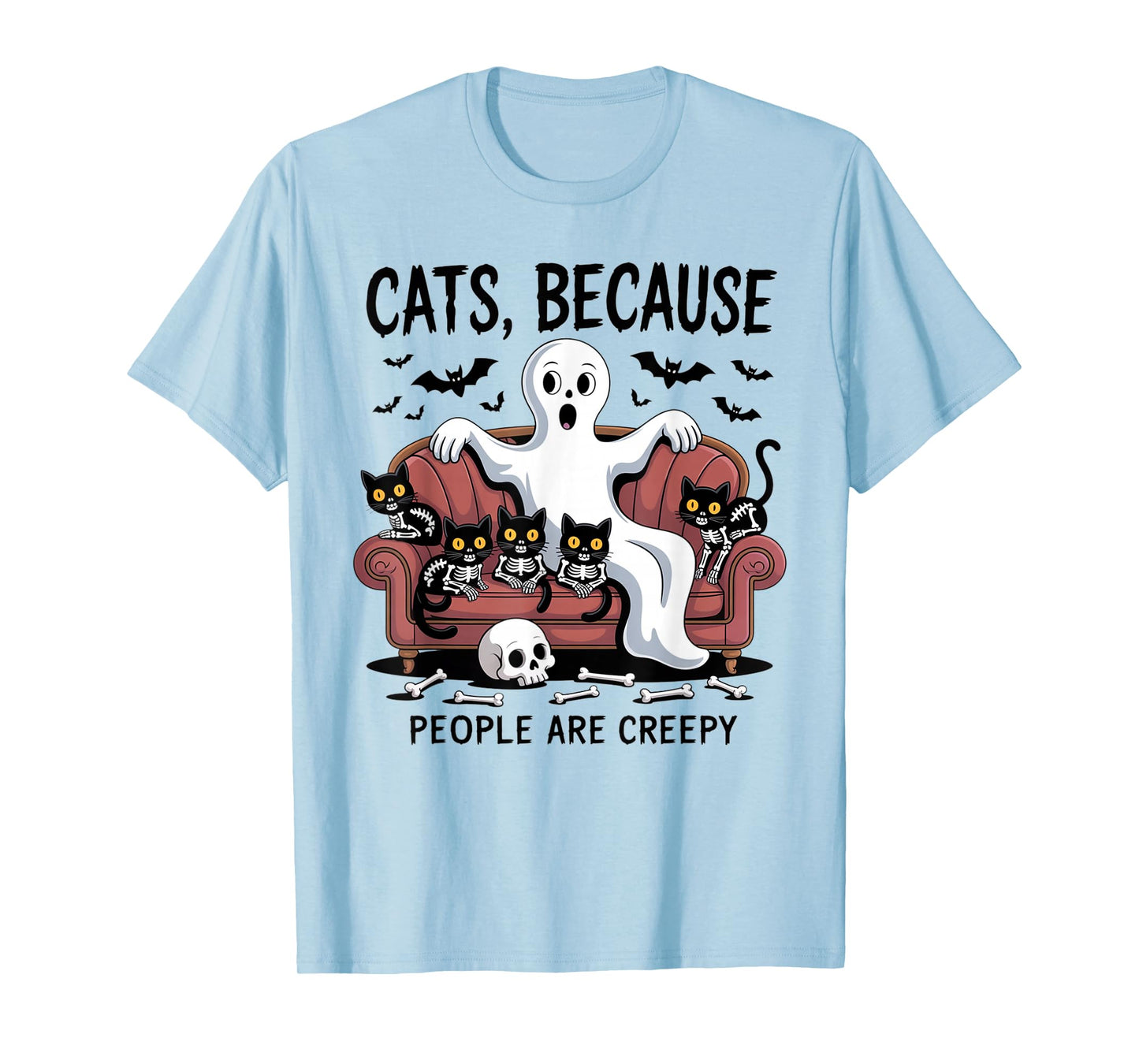 Cats Because People are Creepy Ghost Halloween Cat Mom Kids T-Shirt