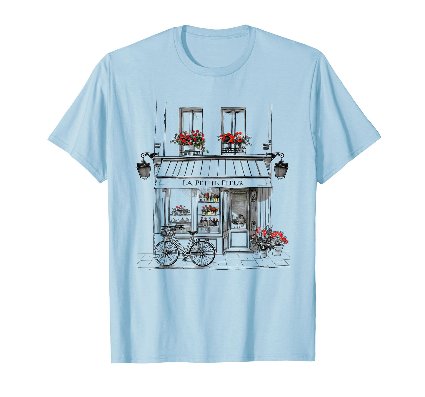 Cute French Flower Shop Paris France Line Drawing Souvenir T-Shirt
