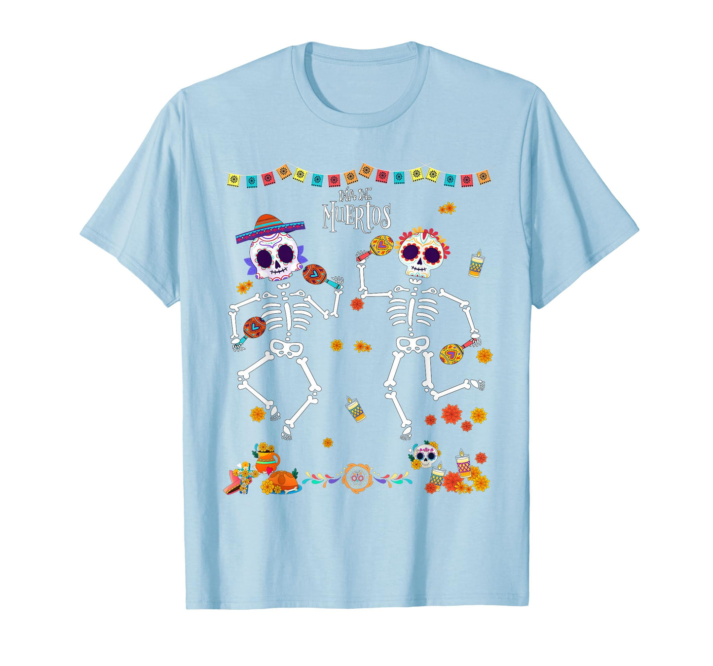 Mexican Mens Dia De Los Muertos Skeleton Dancing Kids Boys T-Shirt