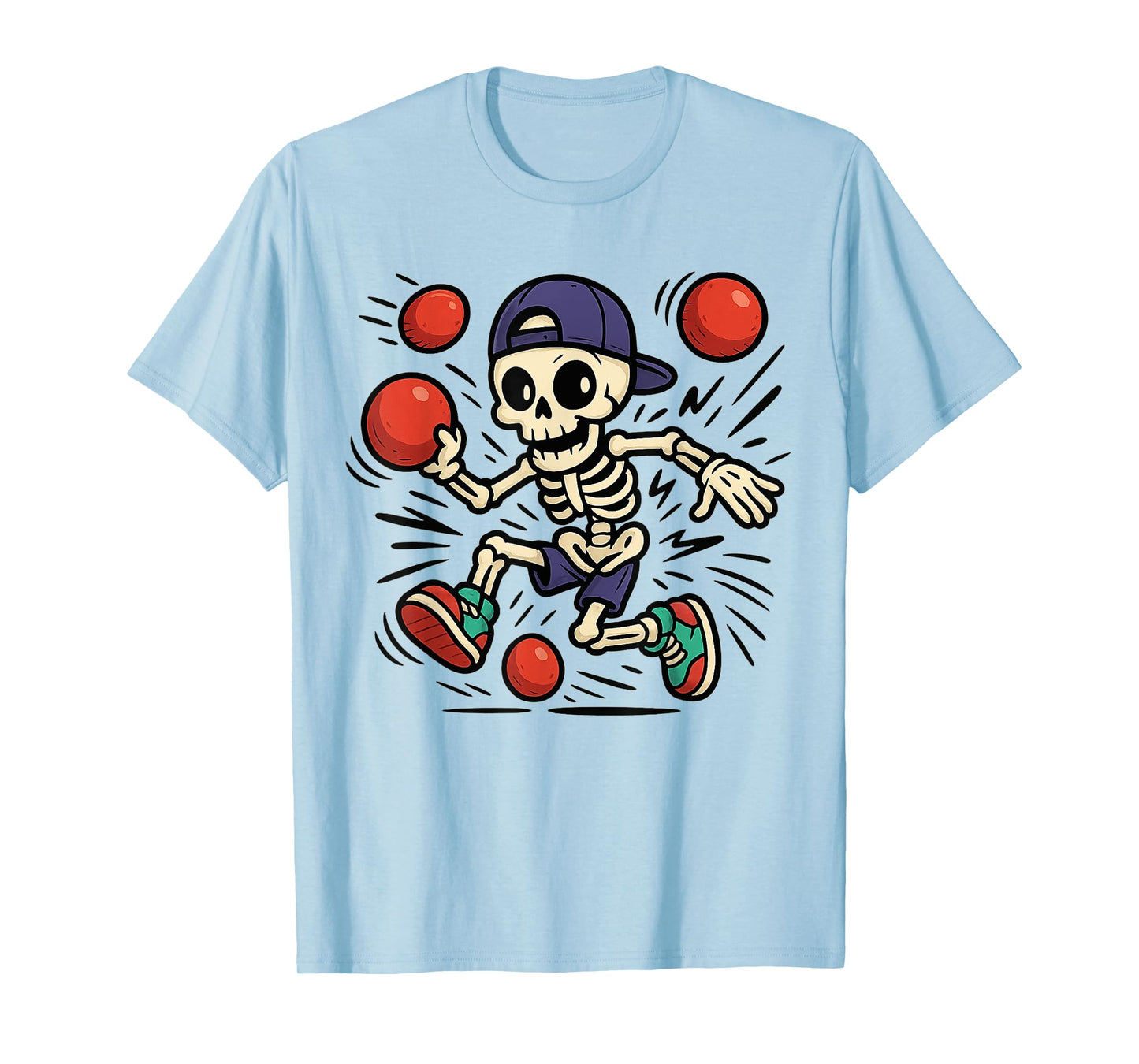 Skeleton Dodgeball Halloween Costume Funny Kids T-Shirt