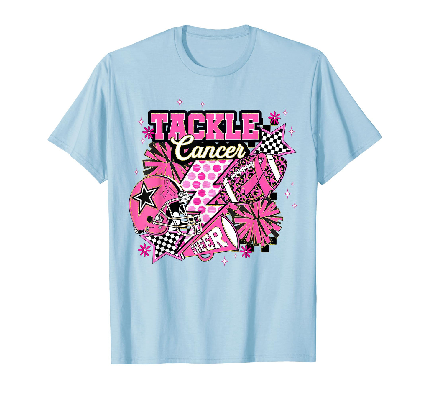 Tackle Breast Cancer Awareness American Football Pink Ribbon T-Shirt